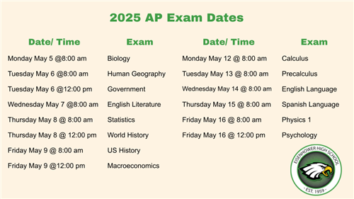 2025 AP exam dates